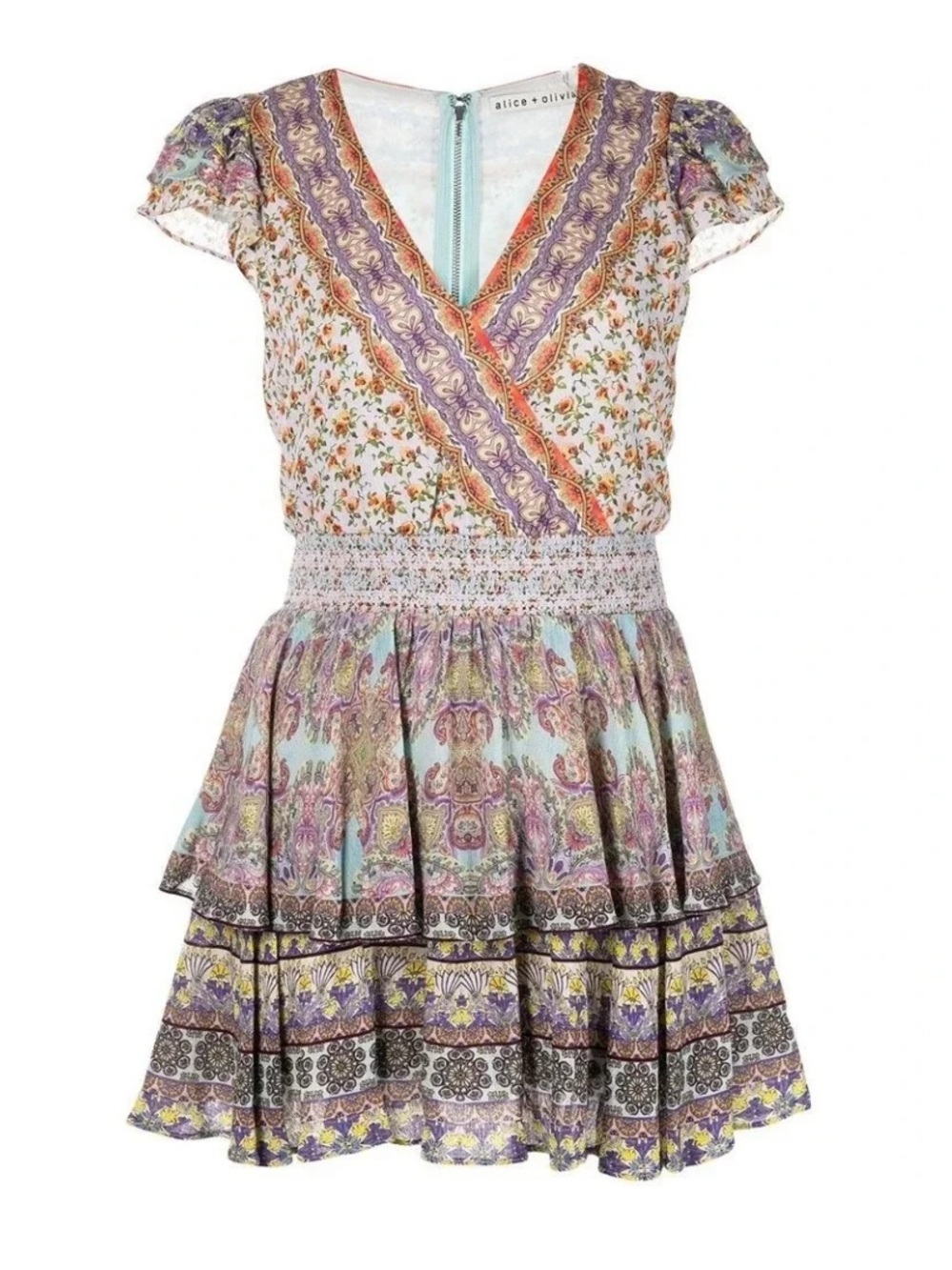 Alice + Olivia Pastel Floral Paisley Patchwork Mini Dress 🪸